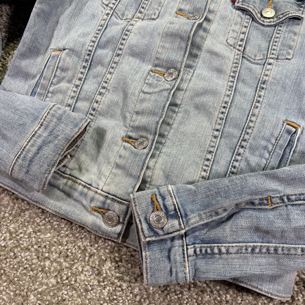Women's Levi Trucker Jacket Size XS Mid Wash Classic Stretch - Picture 4 of 9